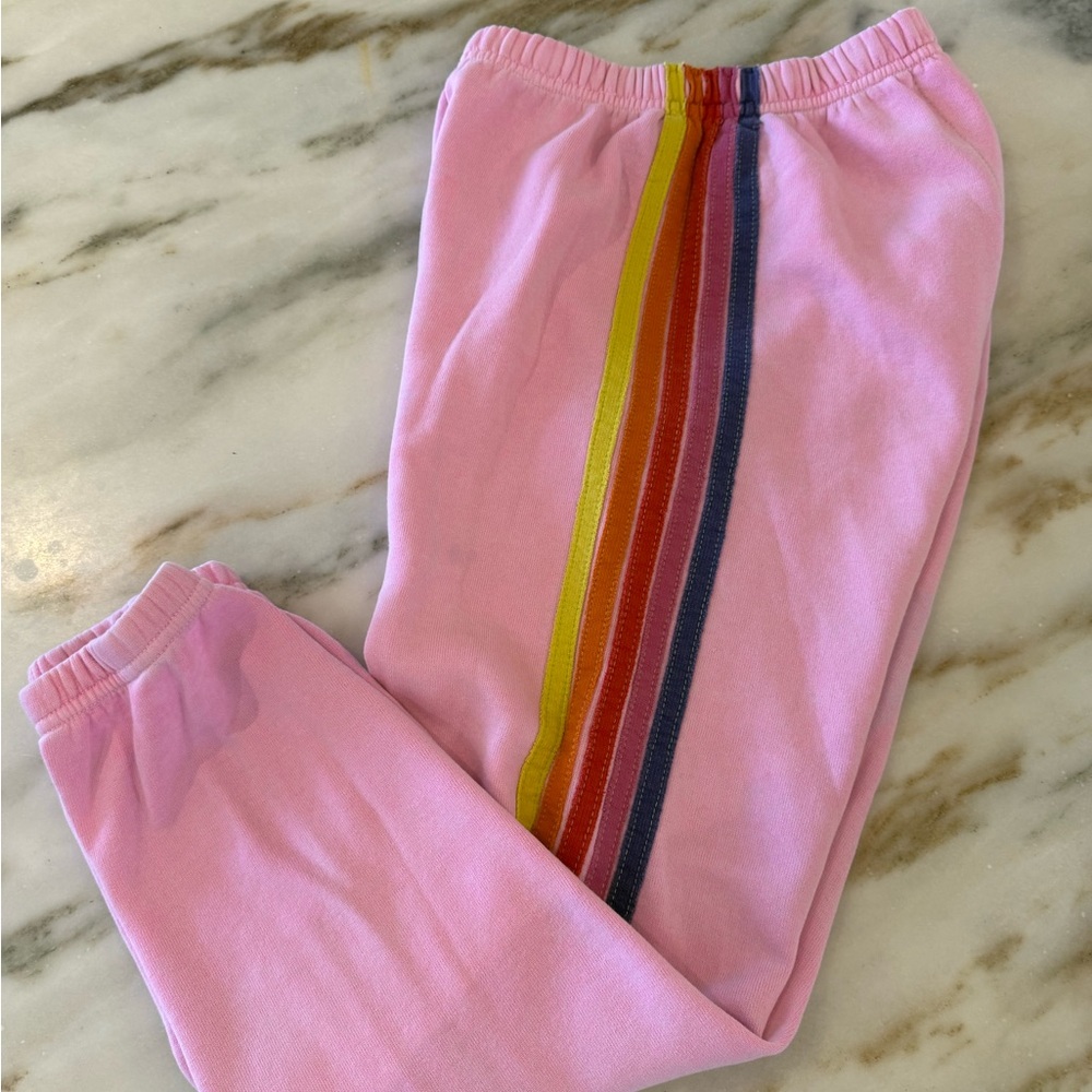 USED Aviator Nation pink stripe sweatpants size xs